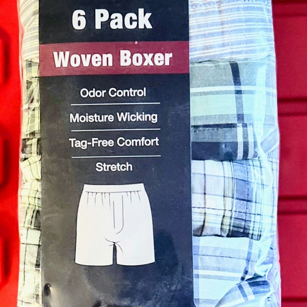 George Men's Plaid Boxer Shorts 6 Pack Tag Free